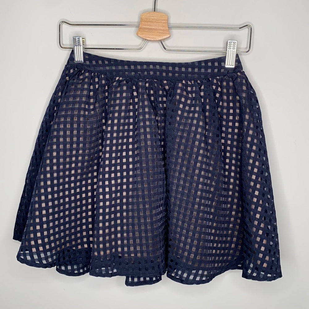 Lush Black and Tan Checked Layered Mini Skirt